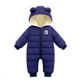thumbnail image 2 of Esho Baby Girls Boys Winter Hooded Snowsuits Romper Bodysuits Newborns Warm Down Bodysuits Outfits 0-18M, 2 of 3