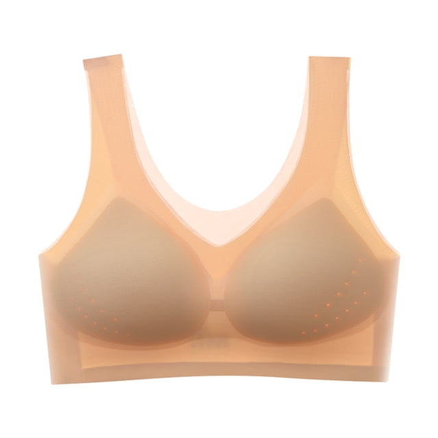 Minnieouse Inalámbrico y transpirable para deportes de verano, sujetador deportivo súper fino de verano para mujer, sujetador de elevación de Ropa interior Color de piel METRO