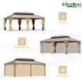 thumbnail image 6 of GAZEBETER 14' X 20' Permanent Hardtop Gazebo, Outdoor Galvanized Steel Double Roof Pavilion Pergola Canopy Wood-Looking with Aluminum Frame and Privacy Curtains for Garden,Patio, 6 of 8