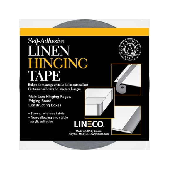Lineco/University Products Self-Adhesive Linen Hinging Tape, 1.25" x 35 ft., Black