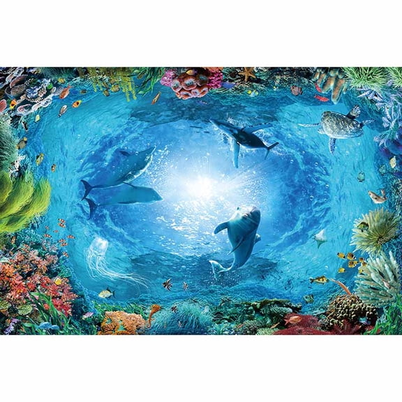 Mermaid Baby 1 st Birthday Backdrop Summer Undersea Underwater Dolphins Background Sign Photography Shooting Props