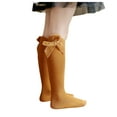 thumbnail image 4 of Wxirdiow Baby Crew Socks Baby Girl Knee High Socks Toddler Stockings Cotton Bow Ruffle Newborn Long Socks Infant Dress Sock Yellow Size,3-18 Months, 4 of 4