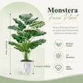 thumbnail image 3 of Miracliy 1 Pack 70cm Artificial Monstera Plant, Faux Tropical Split Leaf Plant with White Diamond Geometric Pot, Indoor Home Office Floor Decor, 3 of 7