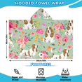 thumbnail image 2 of Basset Hound and Pioneer Flower Hooded Bath Towel，60"x35" for Ages 3 To 12 Kids, Quick Dry Lightweight Soft Microfiber Hood Beach Towel Cover Up for Kids, 2 of 7