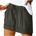 thumbnail image 1 of Diufon Womens Linen Shorts with Pockets Drawstring Elastic Waist Beach Vacation Trendy 2025 Summer Clothes, 1 of 7