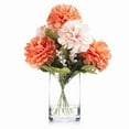 thumbnail image 2 of Enova Home  7 Heads Mixed Artificial Silk Dahlia Fake Flowers Arrangement in Glass Vase with Faux Water for Home Wedding Decor Cream Pink, 2 of 5