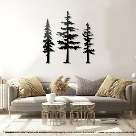 Set of 3 Pine Trees Metal Wall Art