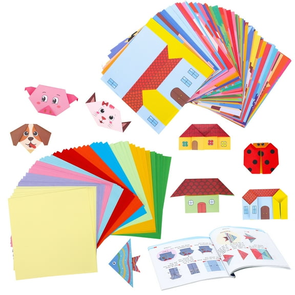 sixwipe 344 Pcs Origami Paper Kit for Kids Ages 6-12, Colorful Folding Sheets with Instruction Book, Craft Paper Set for Art Projects, School Activities, Gifts