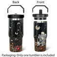 thumbnail image 3 of Goth Moon Skull Tumbler with Handle and Flip Straw - Insulated Coffee Travel Mug, Water Bottle - Gothic Halloween Decor Gift for Women (30oz), 3 of 6