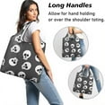 thumbnail image 2 of 5 Pack Foldable Shopping Bag,Gray Halloween Skulls Reusable Grocery Bags with Pockets,Large Reusable Tote Bags with Handles Waterproof & Lightweight, 2 of 6