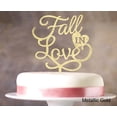 thumbnail image 1 of Fall In Love Wedding Cake Topper Personalized Glitter Cake Topper Cake Decoration Option Available 6-7 Inches Wide, 1 of 1