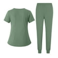 thumbnail image 4 of Resicozy Women Solid Color Scrubs Sets V Neck Stretch Tops with Pockets Cargo Pants Jogger Nurse Work Uniform Quick Drying Mint Green 2XL, 4 of 5