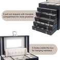 thumbnail image 7 of Kendal 6 Layer Large Leather Jewelry Box for Women, Lockable Jewelry Organizer Case with Mirror for Necklace, Ring, Jewelry LJC09BK, 7 of 7