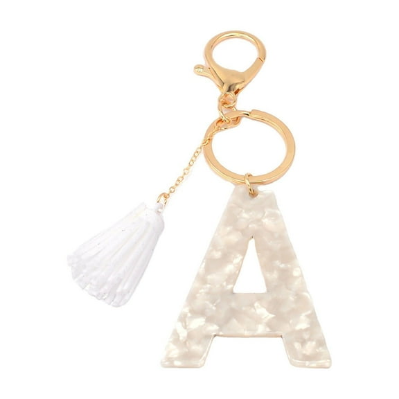 Acrylic Acid Alphabet Key Ring Tassel Bag Pendant