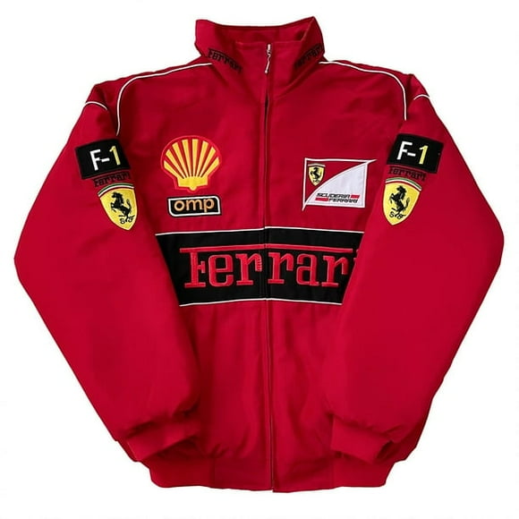 Veste de Course F1 Rouge avec Broderie Veste de Moto Costume de Course d'Équipe F1
