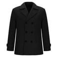 thumbnail image 4 of qolati Men's Winter Coat Wool Blend Double Breasted Pea Coat Classic Notched Collar Warm Woolen Coats Outwear Jackets, 4 of 7