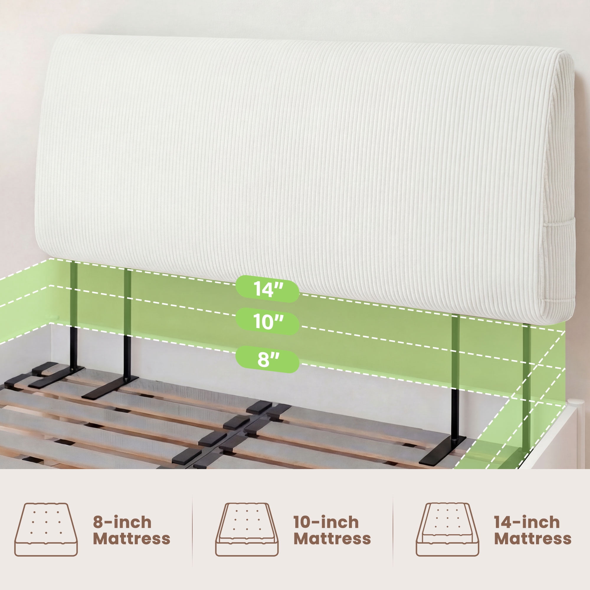 JONPONY Simple Upholstered Headboard for Queen Size Bed, Height Adjustable and Ergonomic Headboard,Easy Assemble, Sturdy and Durable,Beige