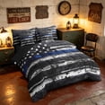 thumbnail image 2 of Manfei Grunge American Flag Twin Bedding, Black White Stripe Bedding Comforter Set, Black Reversible 7 Pieces, 2 of 6