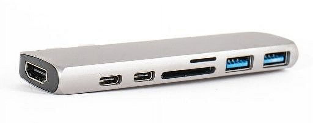 XRGO XTC2HUB 7-port Dual USB Type C Hub for 13"/15" Macbook Pro 2016-2019 - 7 inputs include: 1 x HDMI 4K HD, 2 x USB 3.0, 2 x USB Type-C, 1 x microSD, and 1 x SD card input