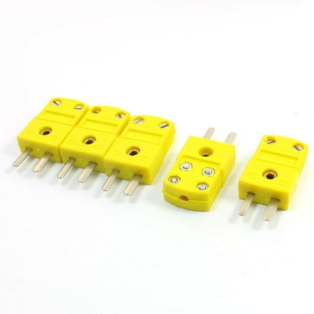 Unique Bargains 5Pcs RTD Circuits Male Plugs Thermometer Thermocouple Adapter Yellow