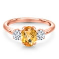 thumbnail image 3 of Gem Stone King 18K Rose Gold Plated Silver Ring Checkerboard Citrine Moissanite (1.71 Cttw), 3 of 7