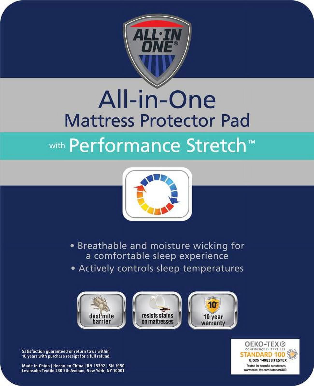 All-In-One Performance Stretch Moisture Wicking Fitted Mattress Pad, Full