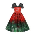 thumbnail image 3 of Gvmfive Women 50s 60s Retro Short Sleeve Lace Swing Dress Christmas Evening Party Dresses, 3 of 8