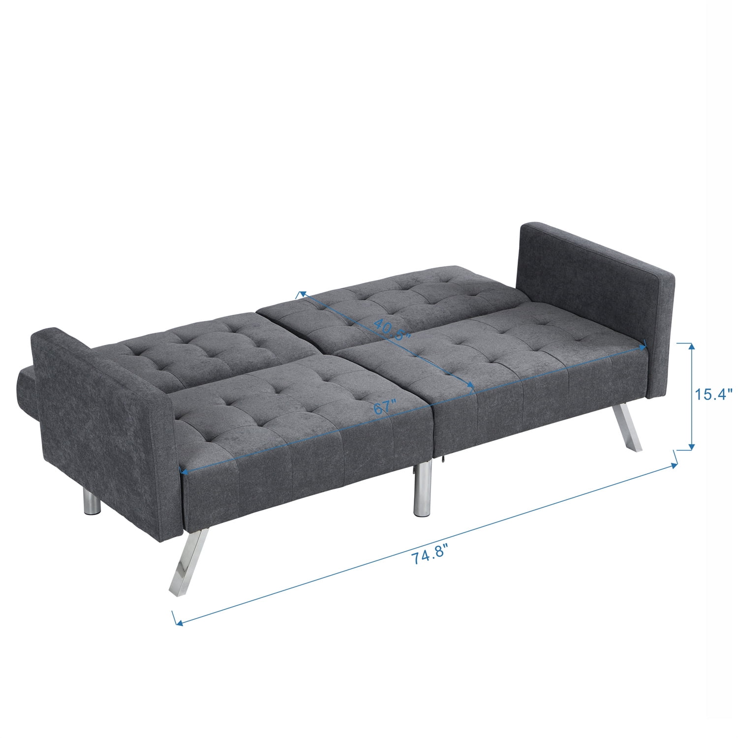 Convertible Futon Sofa Bed 75 Inch Linen Tufted Upholstered