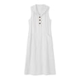 thumbnail image 7 of QUNYINEY Long Womens Dresses A Line Sleeveless White Faux Cotton Linen Sundress with Pockets Loose Fit Button Casual Hooded Dresses, 7 of 7
