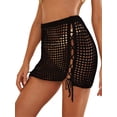 thumbnail image 3 of Liacowi Ladies Summer Short Beach Overskirt, Women Solid Color Mesh Perspective High Waist Tie Up Bust Skirt Bikini Cover-Up Skirt,S-XL, 3 of 5