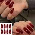 thumbnail image 2 of 24pcs/Box Long Stiletto False Nails with Glue Red Nude Pink White MilkTea Color Jelly Nails Tips Full Cover Press On Nails, 2 of 6