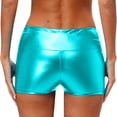 thumbnail image 2 of CHICTRY Women's Metallic Athletic Shorts Dance Tights Summer Hot Bottoms Rave Party Club Dancewear Blue Green S, 2 of 6