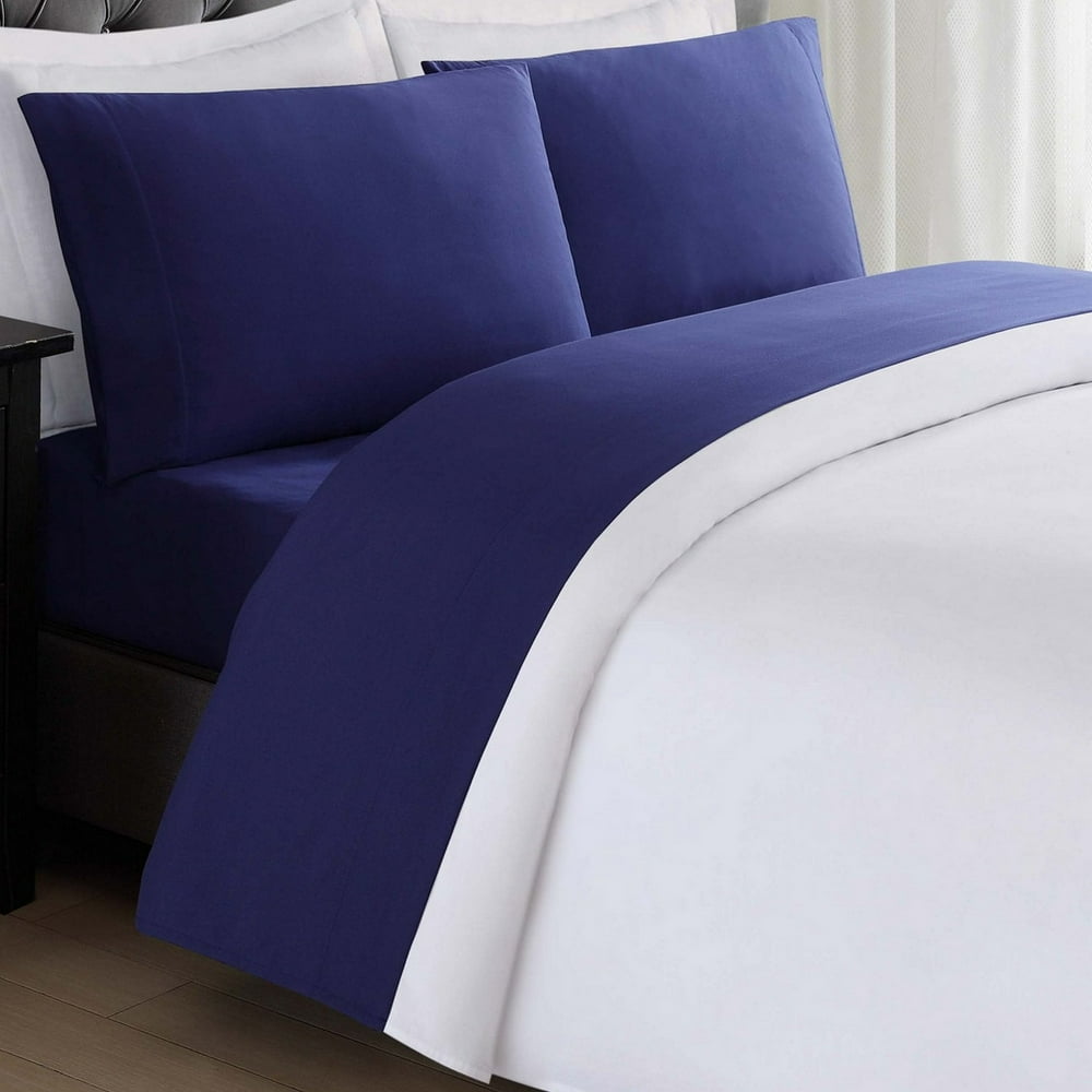 My World Solid Navy Twin XL Sheet Set - Walmart.com - Walmart.com