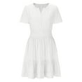 thumbnail image 5 of Npasoilc Mini Dress for Women V-Neck Sleeveless Pleated A-Line Ruffle Skirts Solid Color Casual Loose Beach Dresses, 5 of 9
