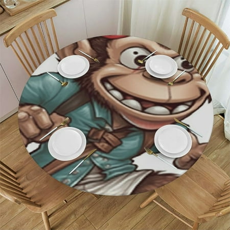 

Skateboard Monkey Pop Punk Round Tablecloth with Elastic Fitted Table Cover Outdoor Tablecloth for Barbecue Camping