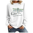 thumbnail image 2 of Floleo Clearance Womens Tops Long Sleeve Shirts Fall Clearance Fashion Womens Casual Letter Printing Loose O-neck Printed Long Sleeve Tops White, 2 of 6