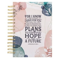 Christian Art Gifts Journal W/Scripture Plans Jeremiah 29:11 Bible Verse White Abstract Leaves 192 Ruled Pages, Large Ha, (Hardcover)