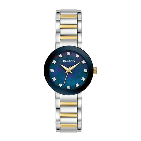 Bulova Women's Diamonds Blue MOP Dial Two Tone Steel Watch 98P157