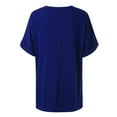 thumbnail image 3 of UTTOASFAY Women Summer V Neck Short Sleeve Shirt Casual Tunic Tops Blouse Blue XXL, 3 of 4