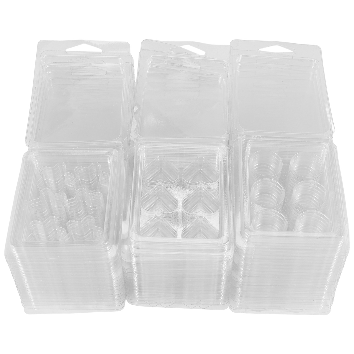 Winyuyby 60 Pack Wax Melt Containers-6 Cavity Clear Empty Plastic