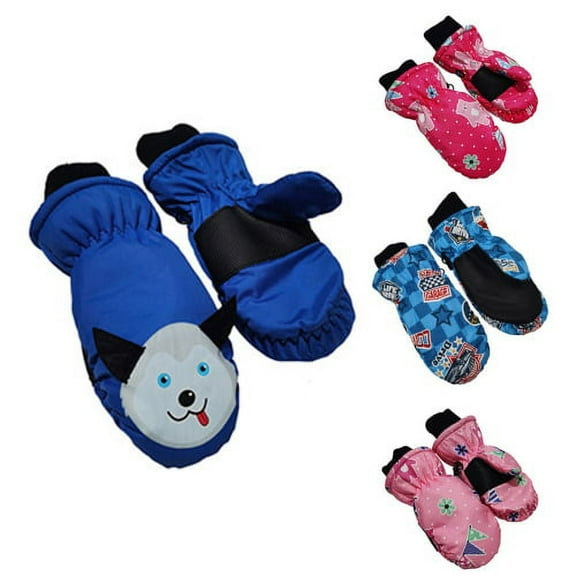 Kids Easy-On Wrap Waterproof Thinsulate Warm Winter Snow Ski Mitten Children Outdoor Sport Gloves