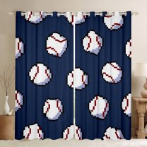 Manfei Cartoon Baseball Black Out Curtains for Teens, Sports Lover Curtains Pack of 2 (42x63 Each), Modern Ball Game Bedroom Curtains, Curtains and Drapes Room Decor