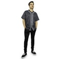 thumbnail image 5 of Men's Hipster Hip Hop Button Down Pin Striped Baseball Jersey Short Sleeve Shirt BJ44 - Black - 3X-Large, 5 of 5