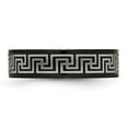 thumbnail image 3 of Titanium Brushed/Polished Black IP Laser Etched Greek Key 6mm Band, 3 of 6