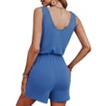 thumbnail image 3 of Mono sin mangas Sunloudy para mujer, mono de color liso con cuello en U y botones con cordón y bolsillos Sunloudy  S M L XL, 3 of 8