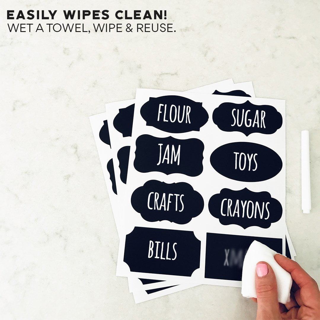 Chalkboard Labels,96pcs Waterproof Reusable Chalkboard Stickers with 1 White Chalk Markers Pens Chalkboard Labels,96pcs Waterproof Reusable Chalkboard Stickers with 1 White Chalk Markers Pens
