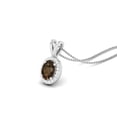 thumbnail image 2 of 925 Sterling Silver Oval Shape Smoky Quartz Solitaire Valentines Day Gifts Pendant Necklace, 2 of 4