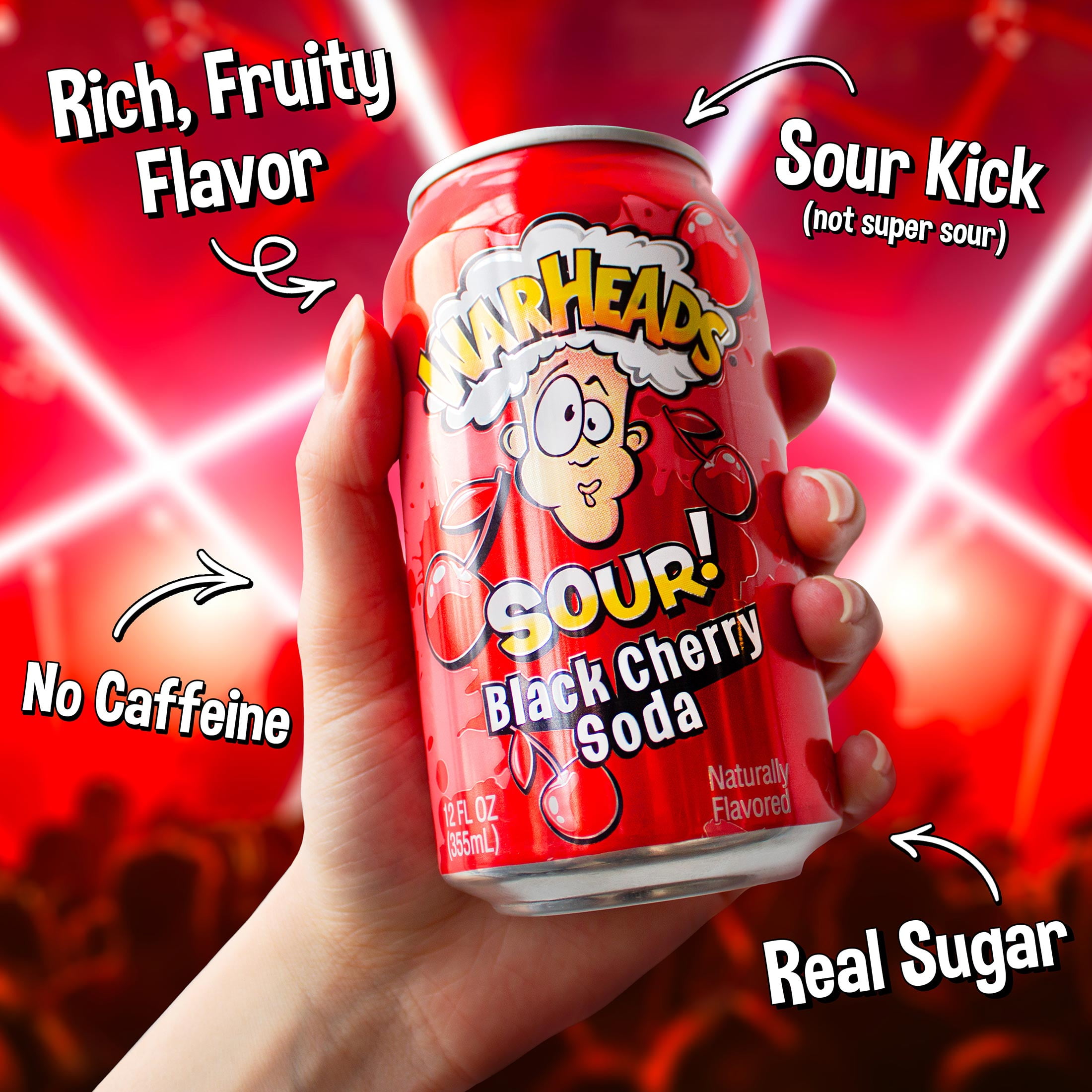 Warheads Sour Soda Black Cherry 12oz Cans