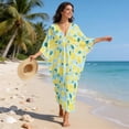 thumbnail image 6 of DISNIMO Lemon Print Kaftan Dresses for Women Stylish Caftans Dress V Neck Batwing Sleeve Kaftan Cover Ups Summer Long Coverups for Bathing Suit, 6 of 7
