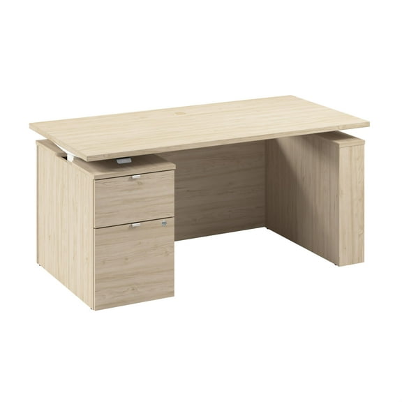 Stratus 60W Standing Desk with File Cabinet in Natural Elm - Engineered Wood